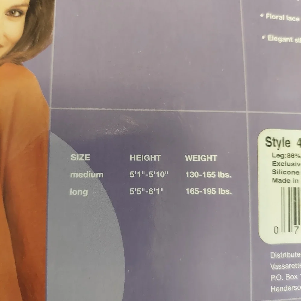 Vassarette HerSecret Silky Sheer Thigh Highs 4035‎ Beige Black Medium 2 Pair Lot